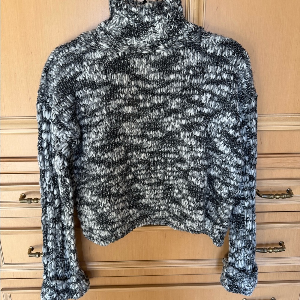 Ramy Brook Black and Gray Cowl Neck Sweater